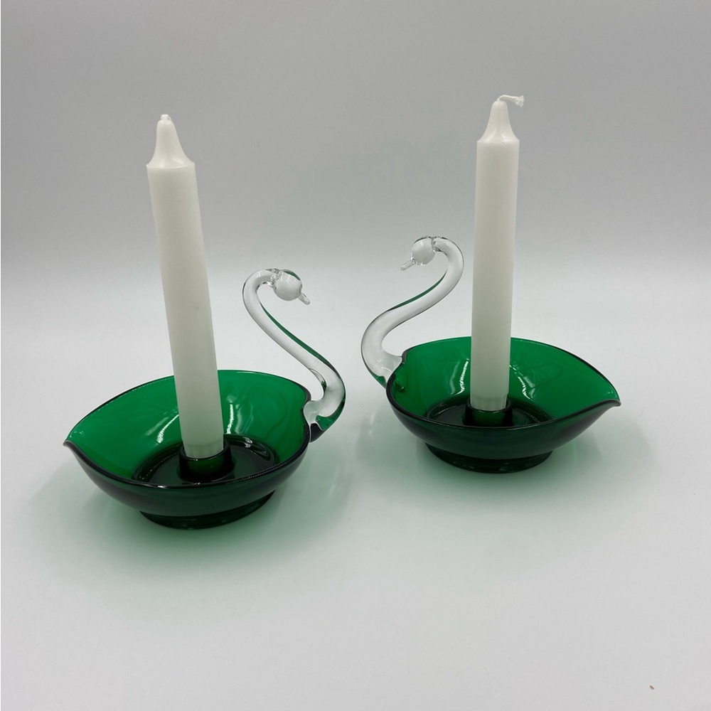 vintage swan candle holders